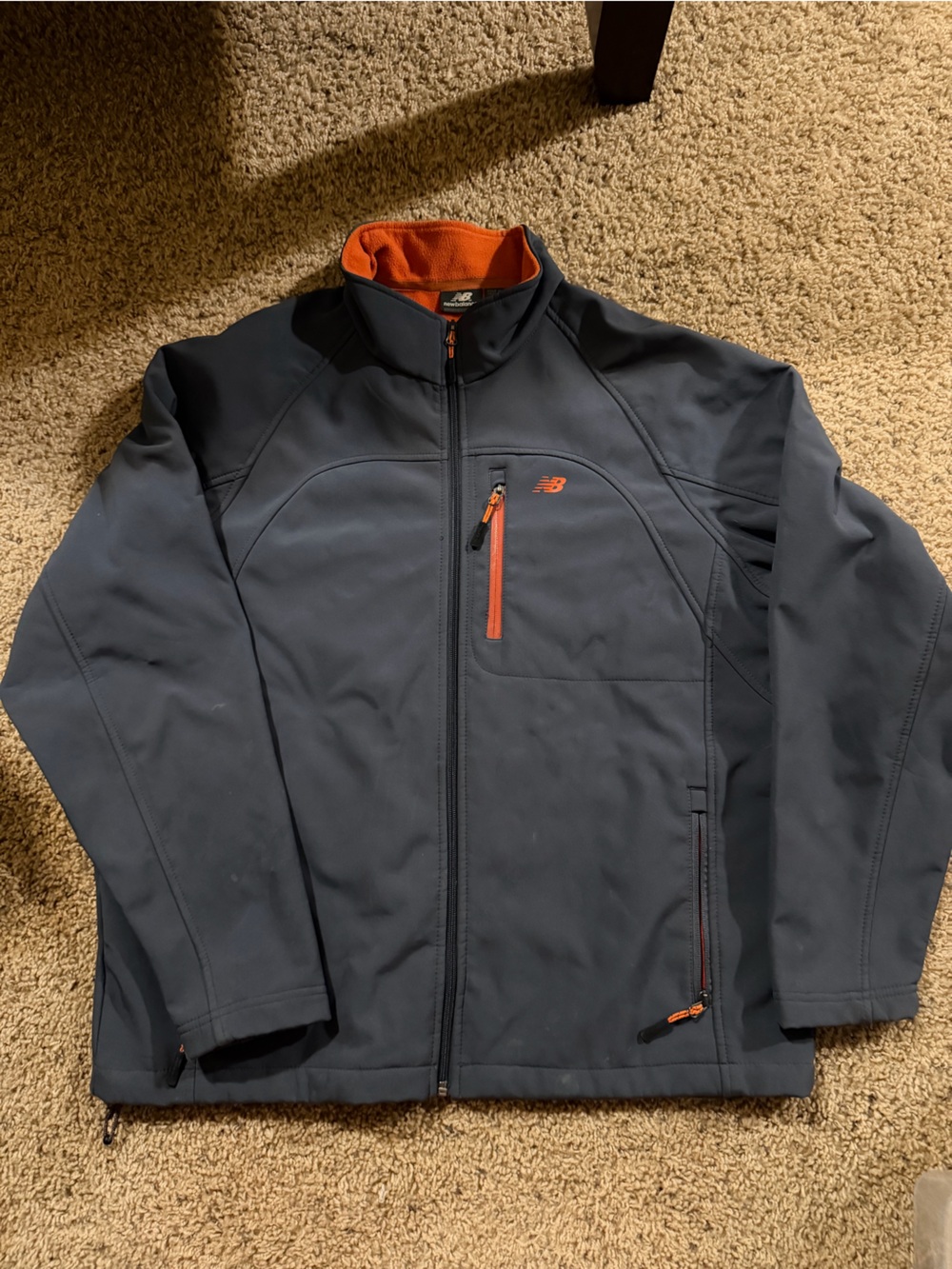 New Balance Gray Softshell Jacket with Orange Trim